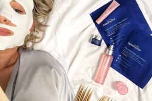 Hydropeptide Radiance Mask for a dewy finish.